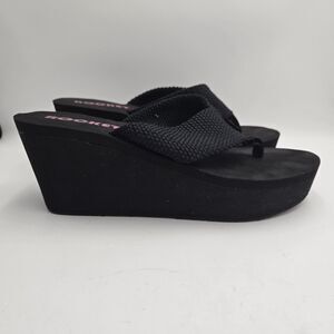 ROCKET DOG Diver Crush Black Platform Wedge Flip Flops Sandals Thongs Size 8 Y2K